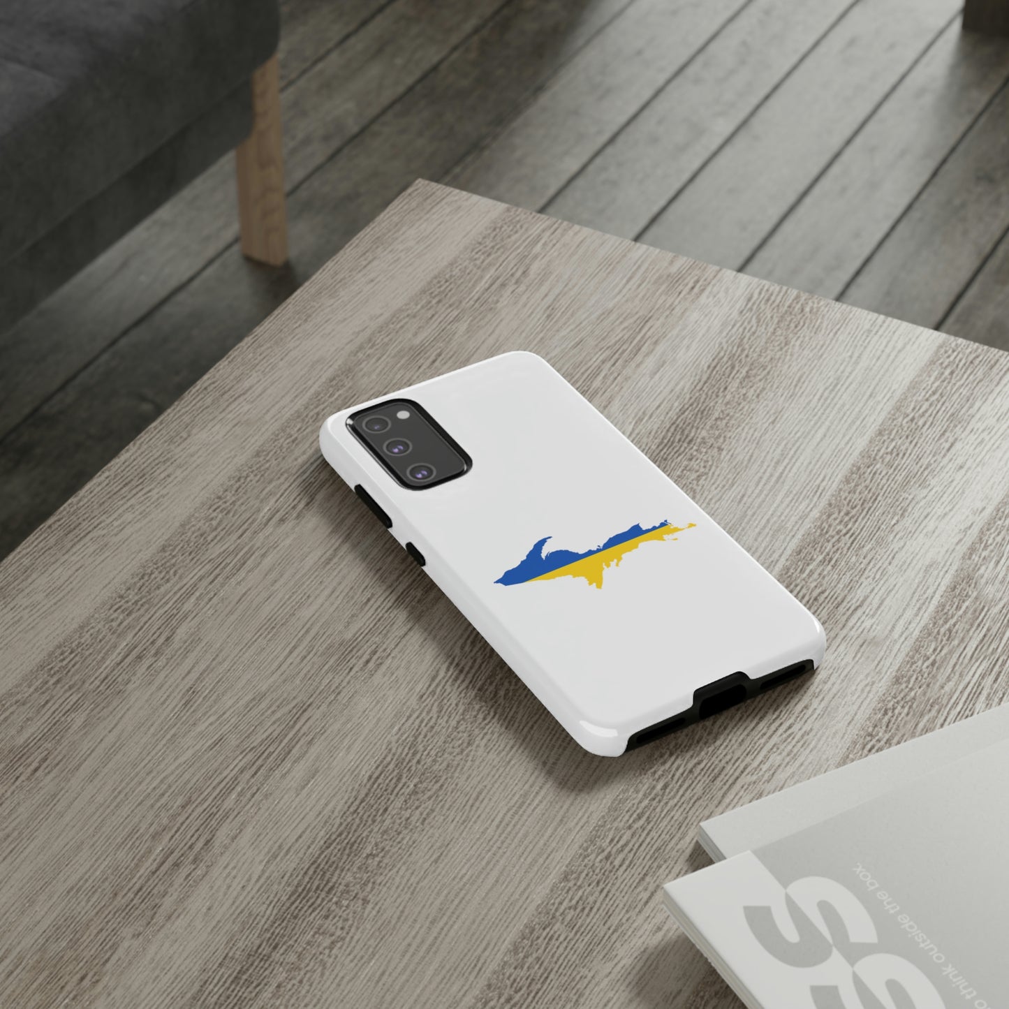 Michigan Upper Peninsula Tough Phone Case (w/ UP Ukraine Flag Outline) | Samsung & Pixel Android