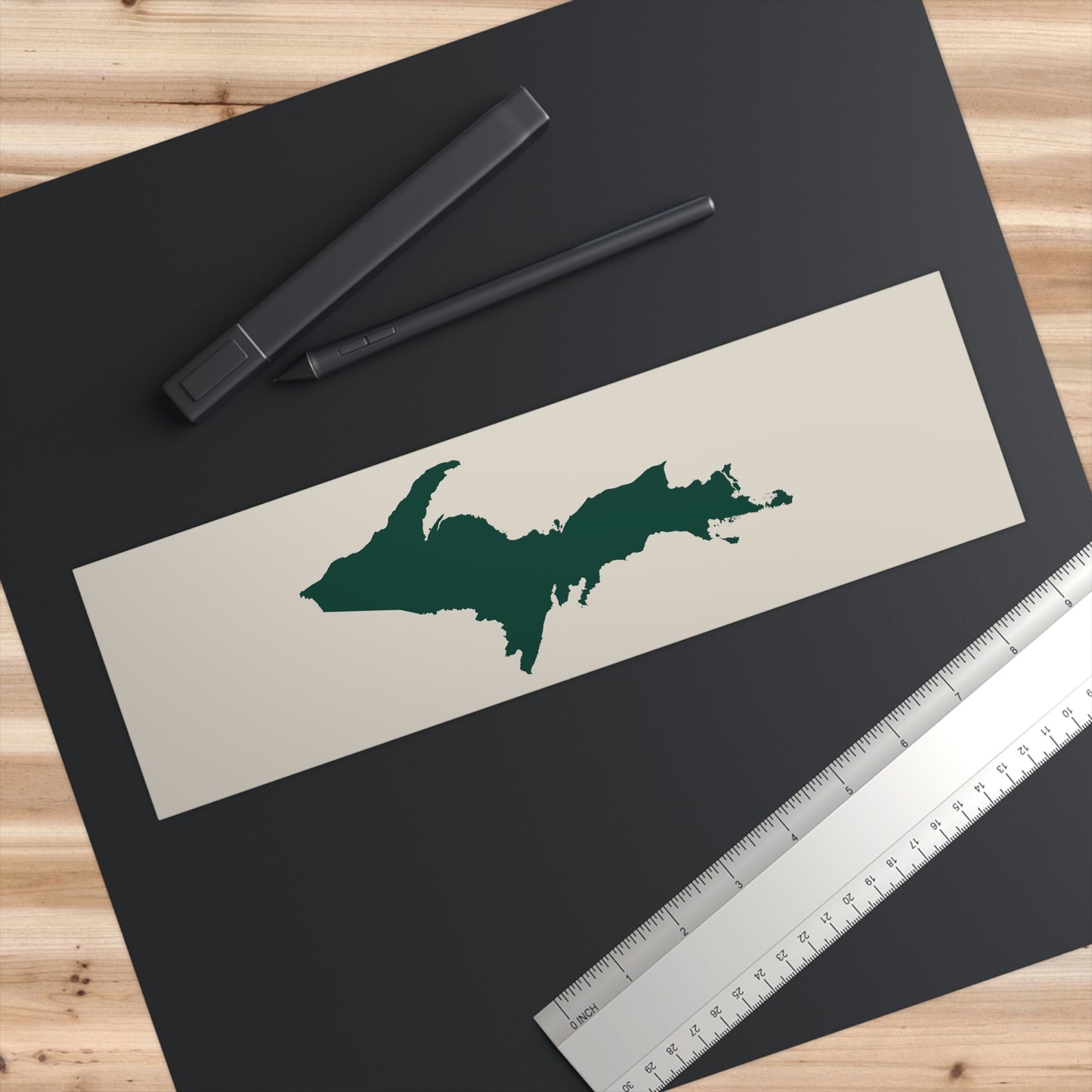 Michigan Upper Peninsula Bumper Sticker (w/ Green UP Outline) | Canvas Color Background