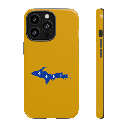 Michigan Upper Peninsula Tough Phone Case (Gold w/ UP Quebec Flag Outline) | Apple iPhone