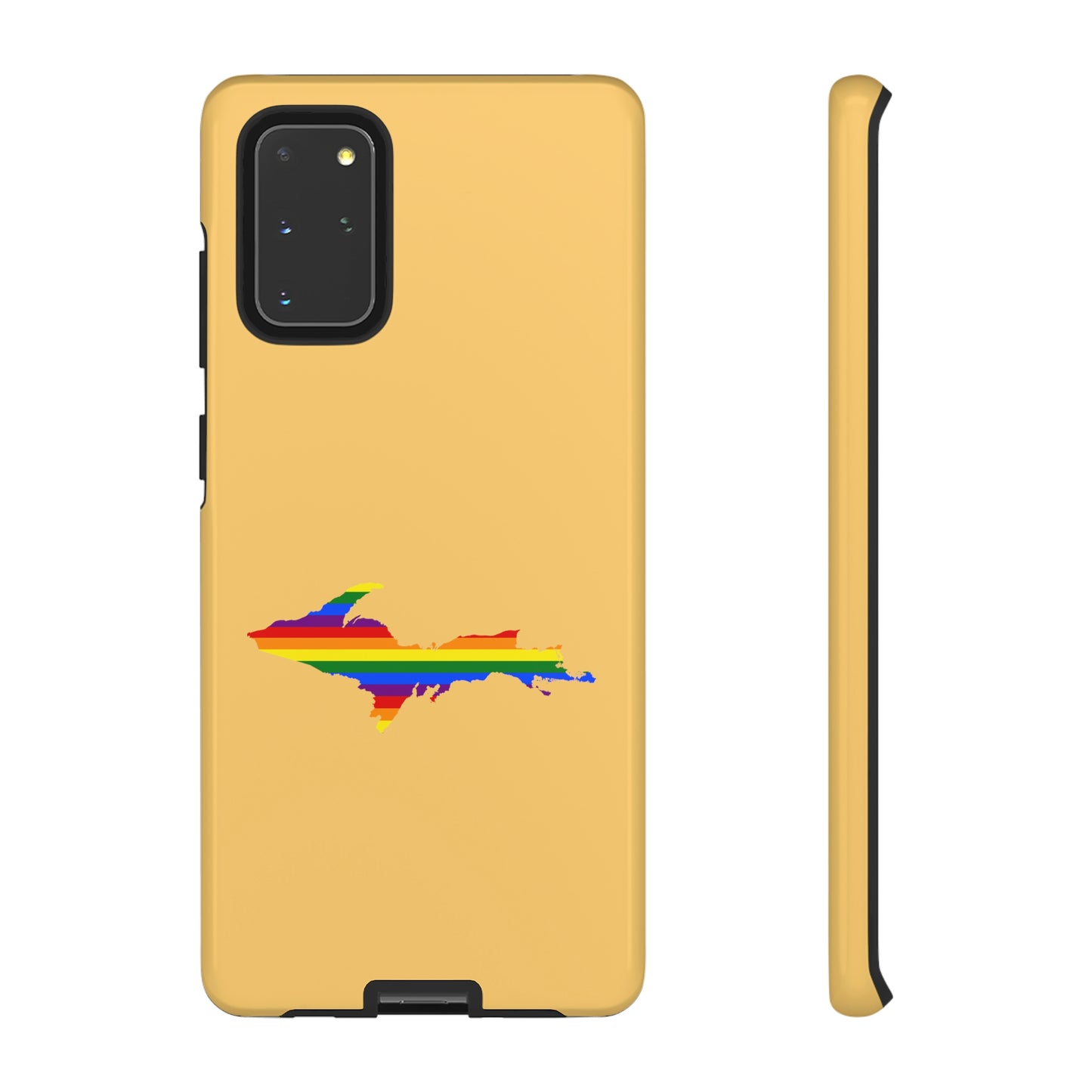 Michigan Upper Peninsula Tough Phone Case (Citrine w/ UP Pride Flag Outline) | Samsung & Pixel Android