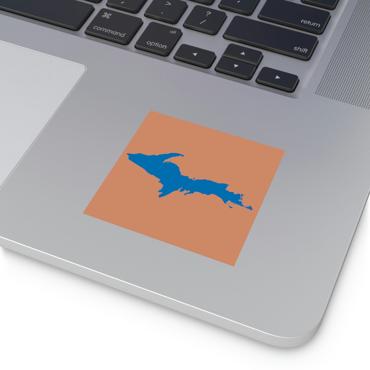 Michigan Upper Peninsula Square Sticker (Copper Color w/ Azure UP Outline) | Indoor/Outdoor