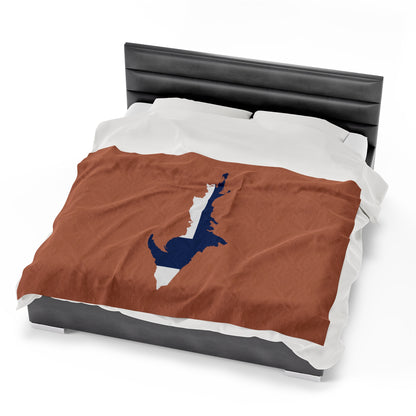 Michigan Upper Peninsula Plush Blanket (w/ UP Finland Flag Outline) | Copper Color