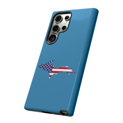 Michigan Upper Peninsula Tough Phone Case (Lake Michigan Blue w/ UP USA Flag Outline) | Samsung & Pixel Android