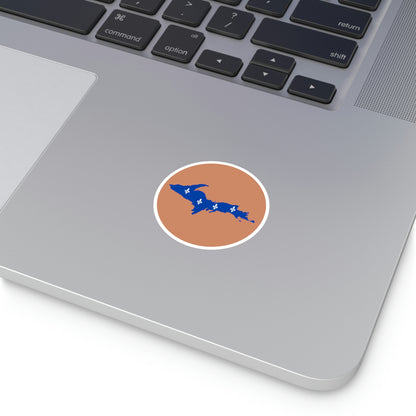 Michigan Upper Peninsula Round Stickers (Copper Color w/ UP Quebec Flag Outline) | Indoor\Outdoor