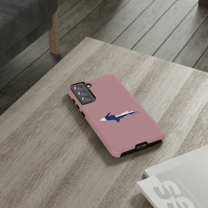 Michigan Upper Peninsula Tough Phone Case (Cherry Blossom Pink w/ UP Finland Flag Outline) | Samsung & Pixel Android