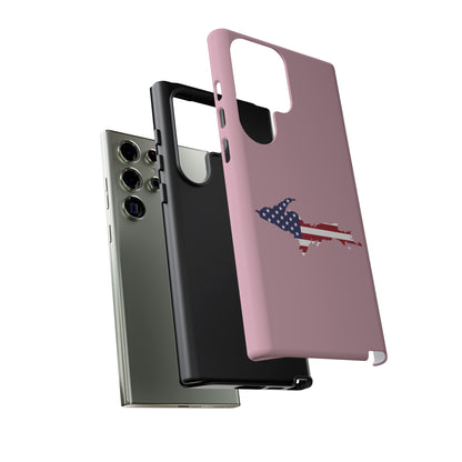 Michigan Upper Peninsula Tough Phone Case (Pink w/ UP USA Flag Outline) | Samsung & Pixel Android