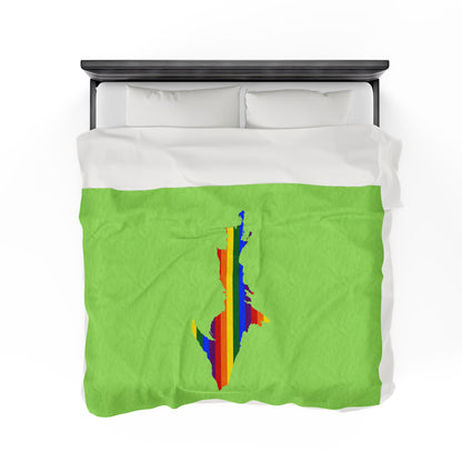 Michigan Upper Peninsula Plush Blanket (w/ UP Pride Flag Outline) | Flash Green