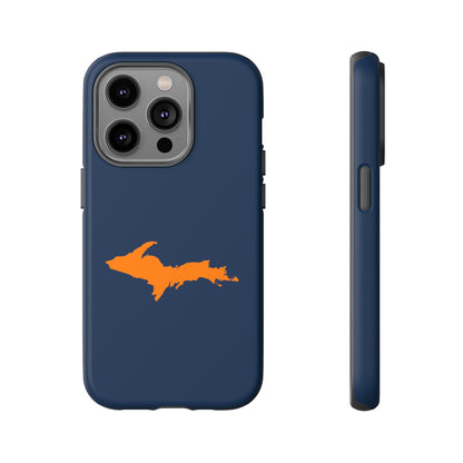 Michigan Upper Peninsula Tough Phone Case (Navy w/ Orange UP Outline) | Apple iPhone