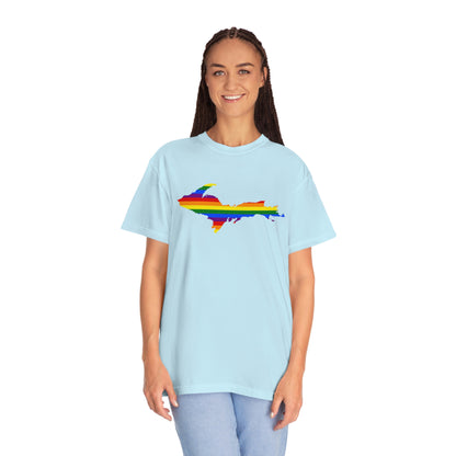 Michigan Upper Peninsula T-Shirt (w/ UP Pride Flag Outline) | Unisex Garment-Dyed