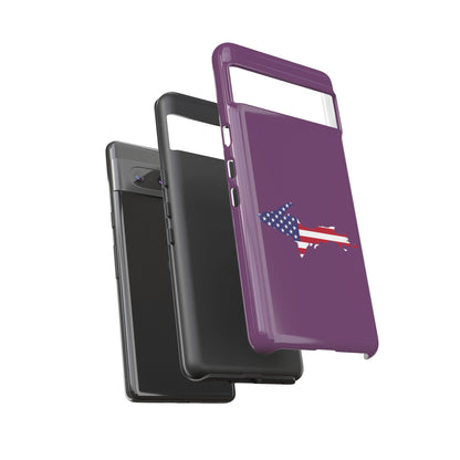 Michigan Upper Peninsula Tough Phone Case (Plum w/ UP USA Flag Outline) | Samsung & Pixel Android