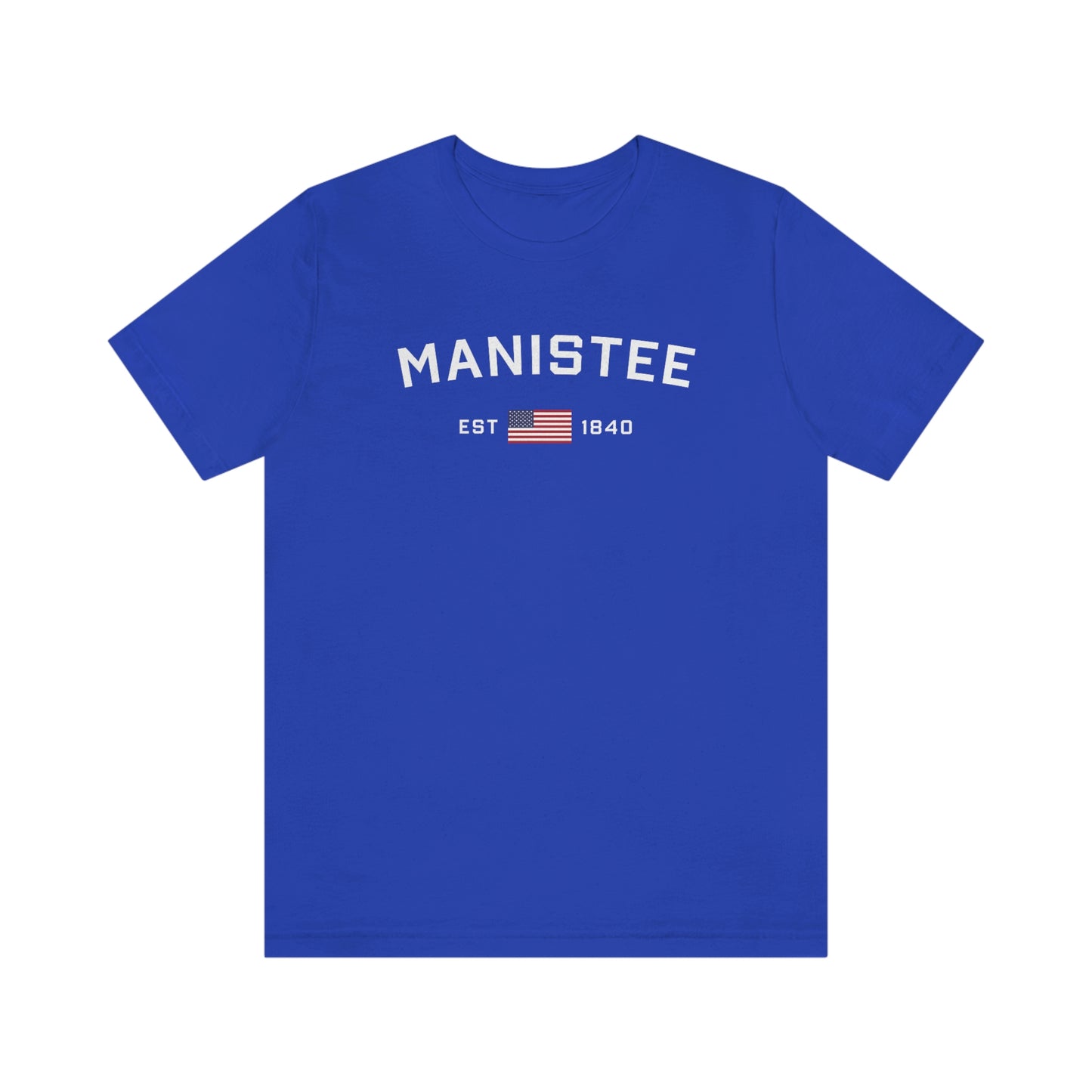 'Manistee EST 1840' T-Shirt (w/USA Flag Outline) | Unisex Standard Fit