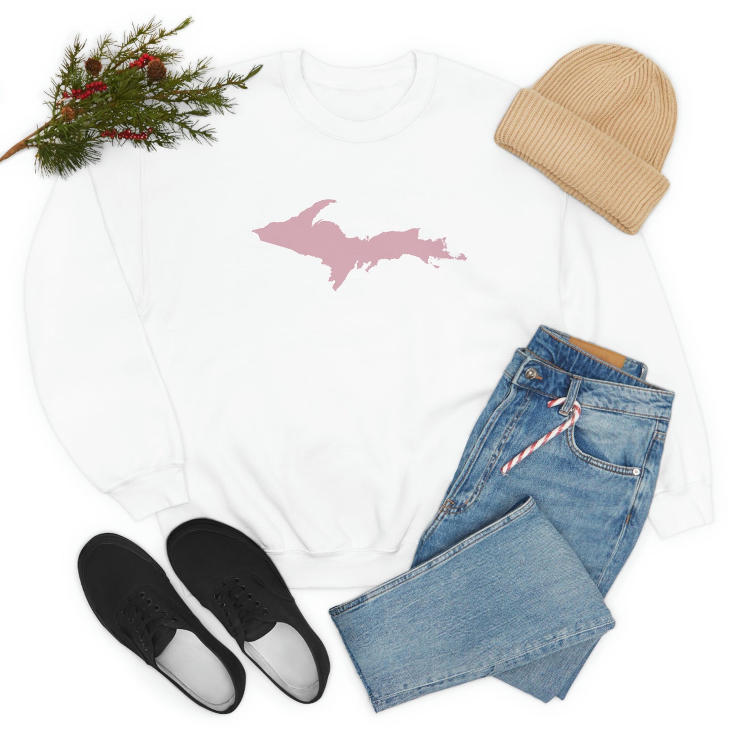 Michigan Upper Peninsula Sweatshirt (w/ Pink UP Outline) | Unisex Standard