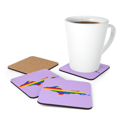 Michigan Upper Peninsula Coaster Set (Lavender w/ UP Pride Flag Outline) | Corkwood - 4 pack