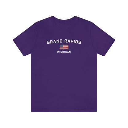 'Grand Rapids Michigan' T-Shirt (w/USA Flag Outline) | Unisex Standard Fit