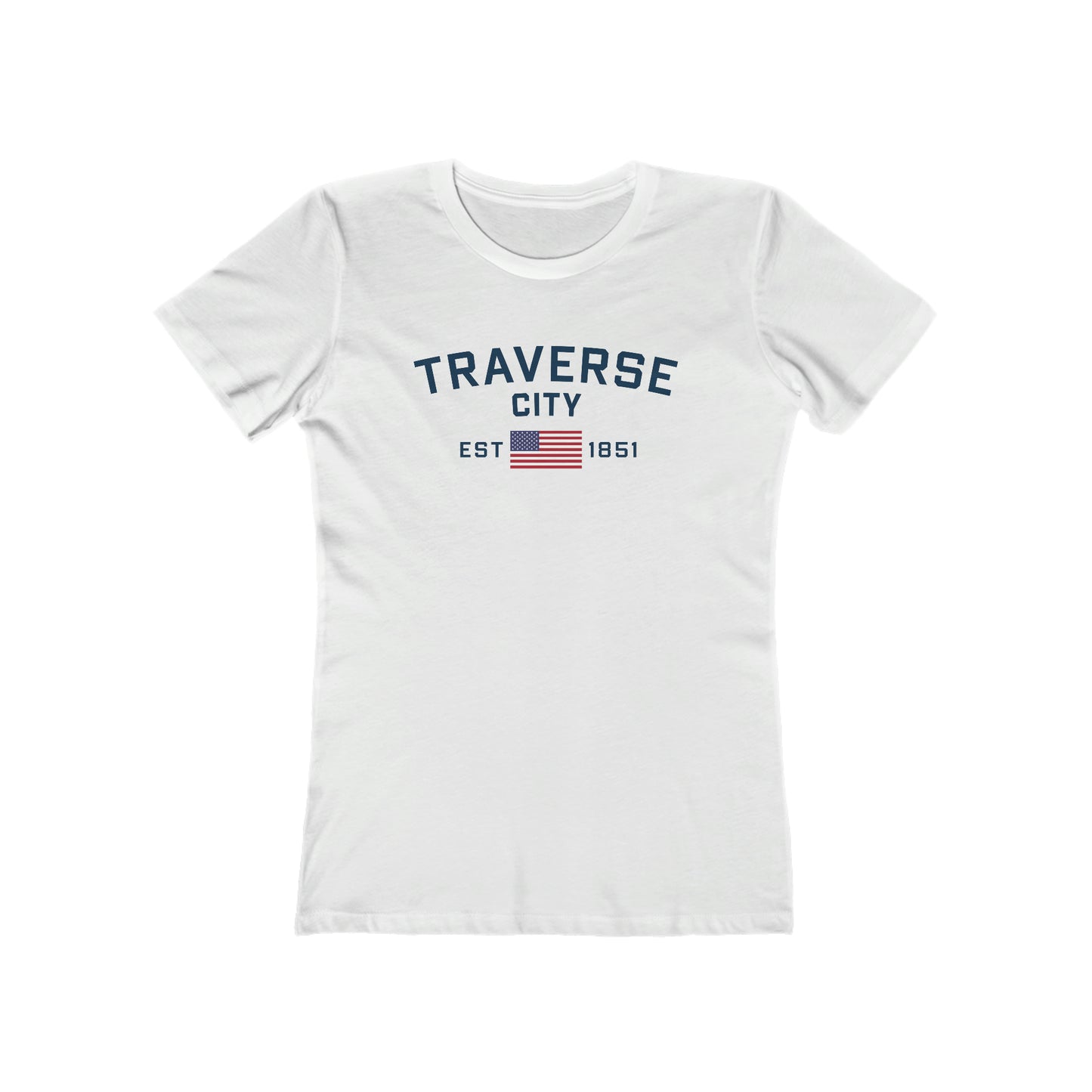 'Traverse City EST 1851' (w/USA Flag Outline) | Women's Boyfriend Cut