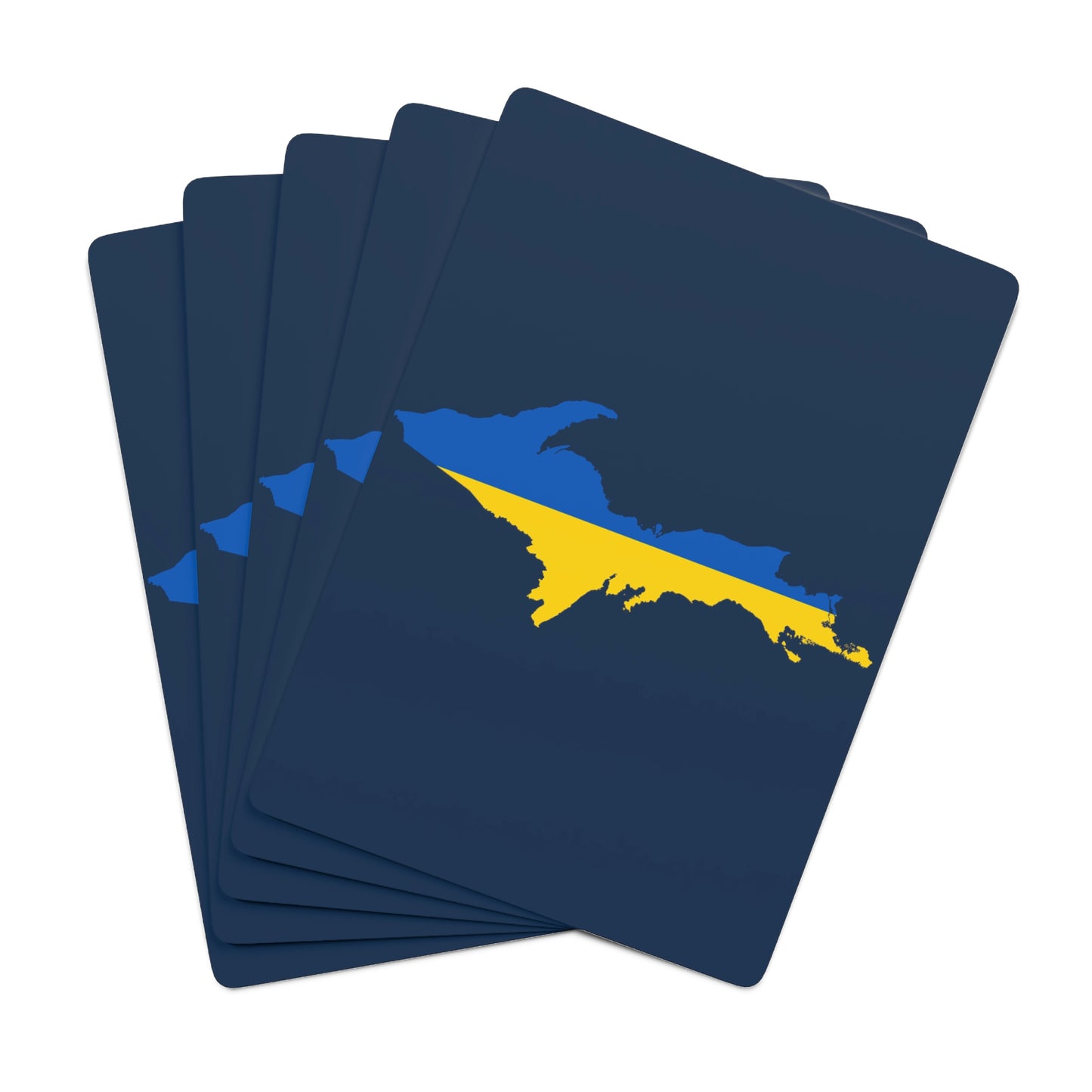 Michigan Upper Peninsula Poker Cards (Navy w/ UP Ukraine Flag Outline)