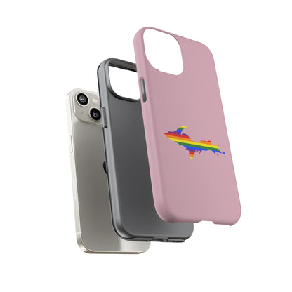 Michigan Upper Peninsula Tough Phone Case (Pink w/ UP Pride Flag Outline) | Apple iPhone