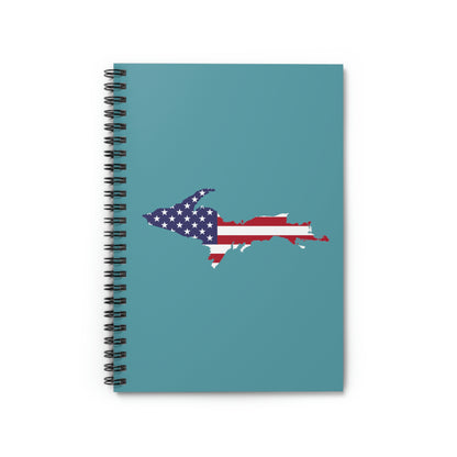 Michigan Upper Peninsula Spiral Notebook (w/ UP USA Flag Outline) | Lake Huron Blue