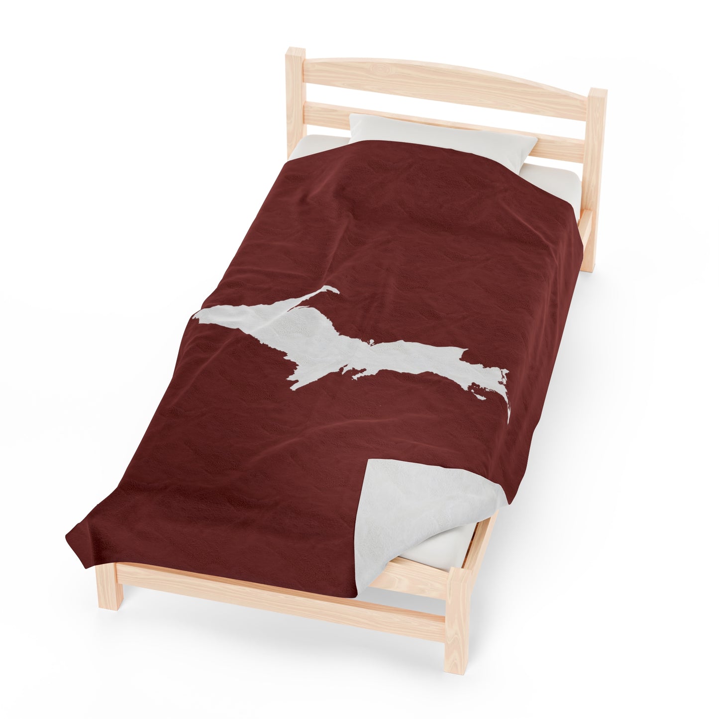 Michigan Upper Peninsula Plush Blanket (w/ UP Outline) | Ore Dock Red