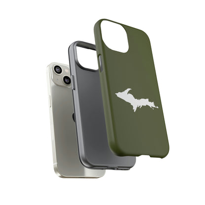 Michigan Upper Peninsula Tough Phone Case (Army Green w/ UP Outline) | Apple iPhone