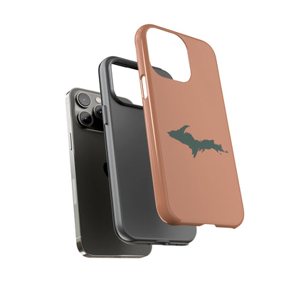 Michigan Upper Peninsula Tough Phone Case (Copper Color w/ Green UP Outline) | Apple iPhone