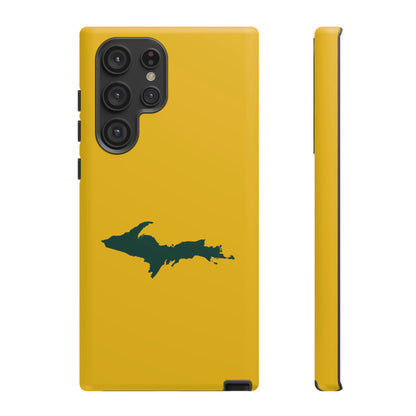 Michigan Upper Peninsula Tough Phone Case (Gold w/ Green UP Outline) | Samsung & Pixel Android