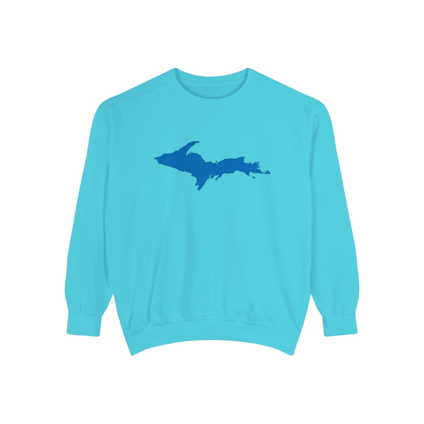 Michigan Upper Peninsula Sweatshirt (w/ Azure UP Outline) | Unisex Garment Dyed