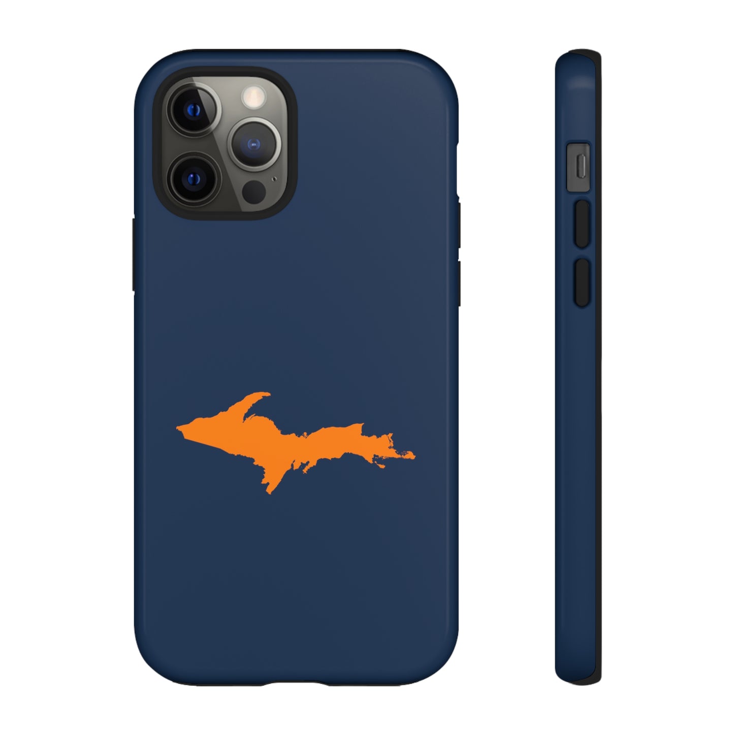 Michigan Upper Peninsula Tough Phone Case (Navy w/ Orange UP Outline) | Apple iPhone