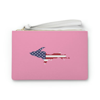 Michigan Upper Peninsula Clutch Bag ('67 Caddie Pink w/UP USA Flag Outline)