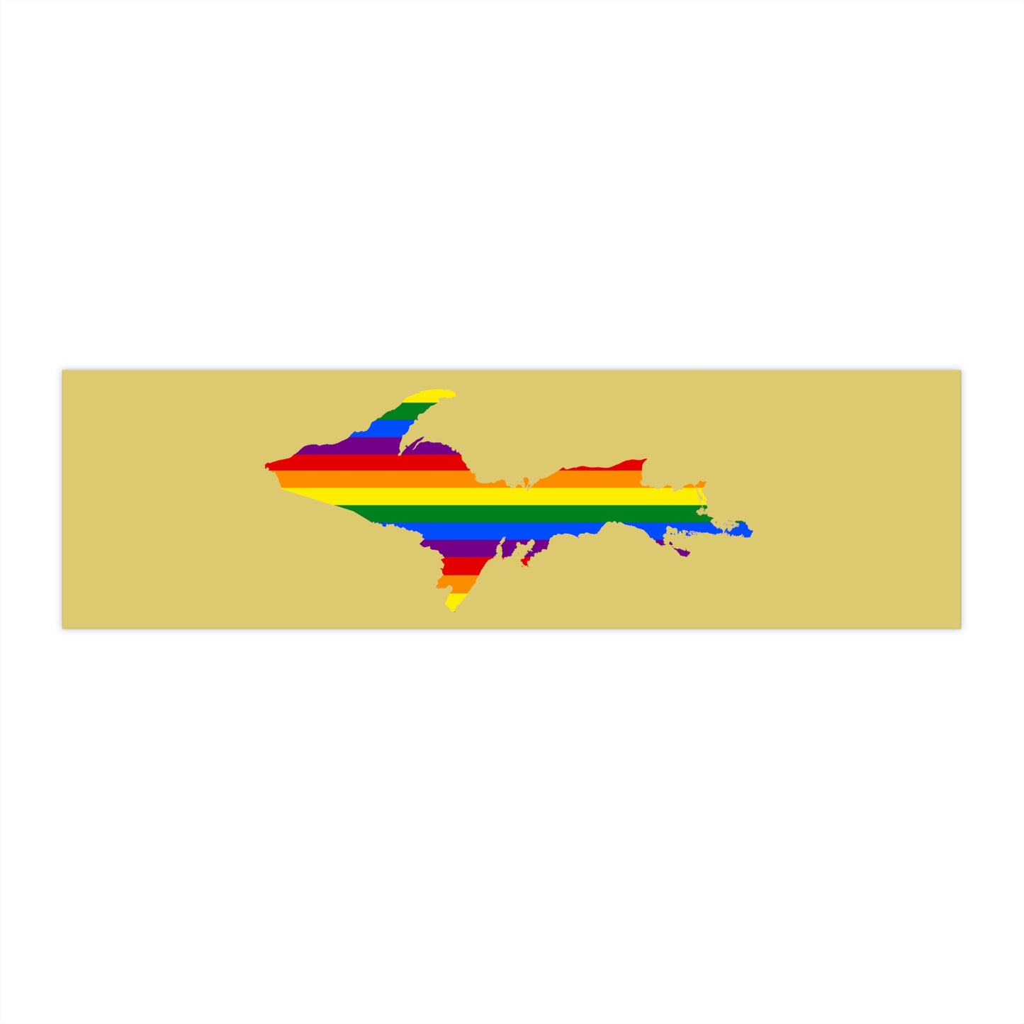 Michigan Upper Peninsula Bumper Stickers (w/ UP Pride Flag Outline) | Plum Yellow Background