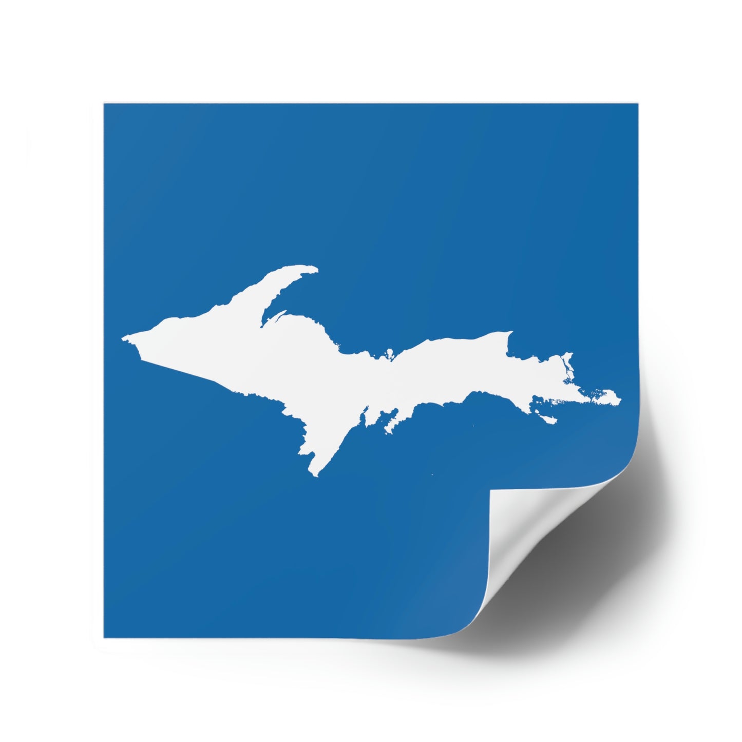 Michigan Upper Peninsula Square Sticker (Azure w/ UP Outline) | Indoor/Outdoor