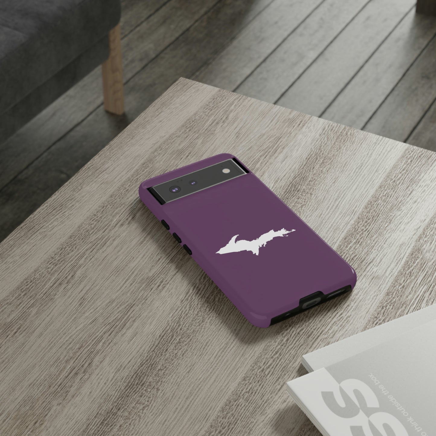 Michigan Upper Peninsula Tough Phone Case (Plum w/ UP Outline) | Samsung & Pixel Android