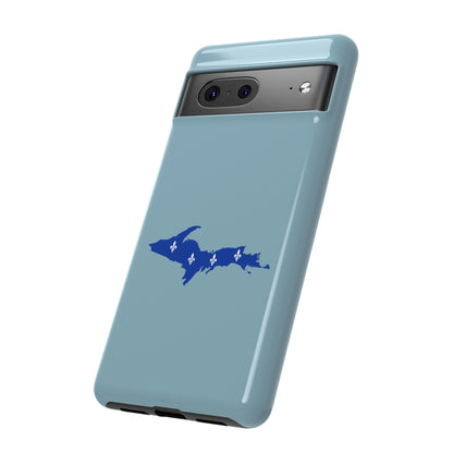 Michigan Upper Peninsula Tough Phone Case (Opal Blue w/ UP Quebec Flag Outline) | Samsung & Pixel Android