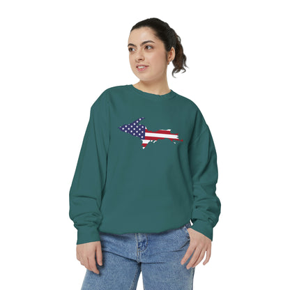 Michigan Upper Peninsula Sweatshirt (w/ UP USA Flag Outline) | Unisex Garment Dyed