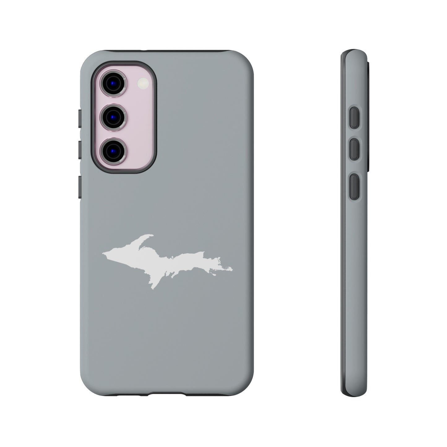 Michigan Upper Peninsula Tough Phone Case (Silver w/ UP Outline) | Samsung & Pixel Android