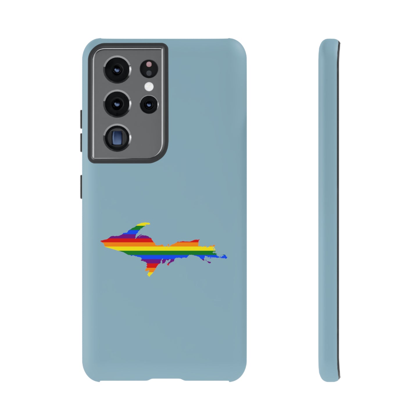 Michigan Upper Peninsula Tough Phone Case (Opal Blue w/ UP Pride Flag Outline) | Samsung & Pixel Android