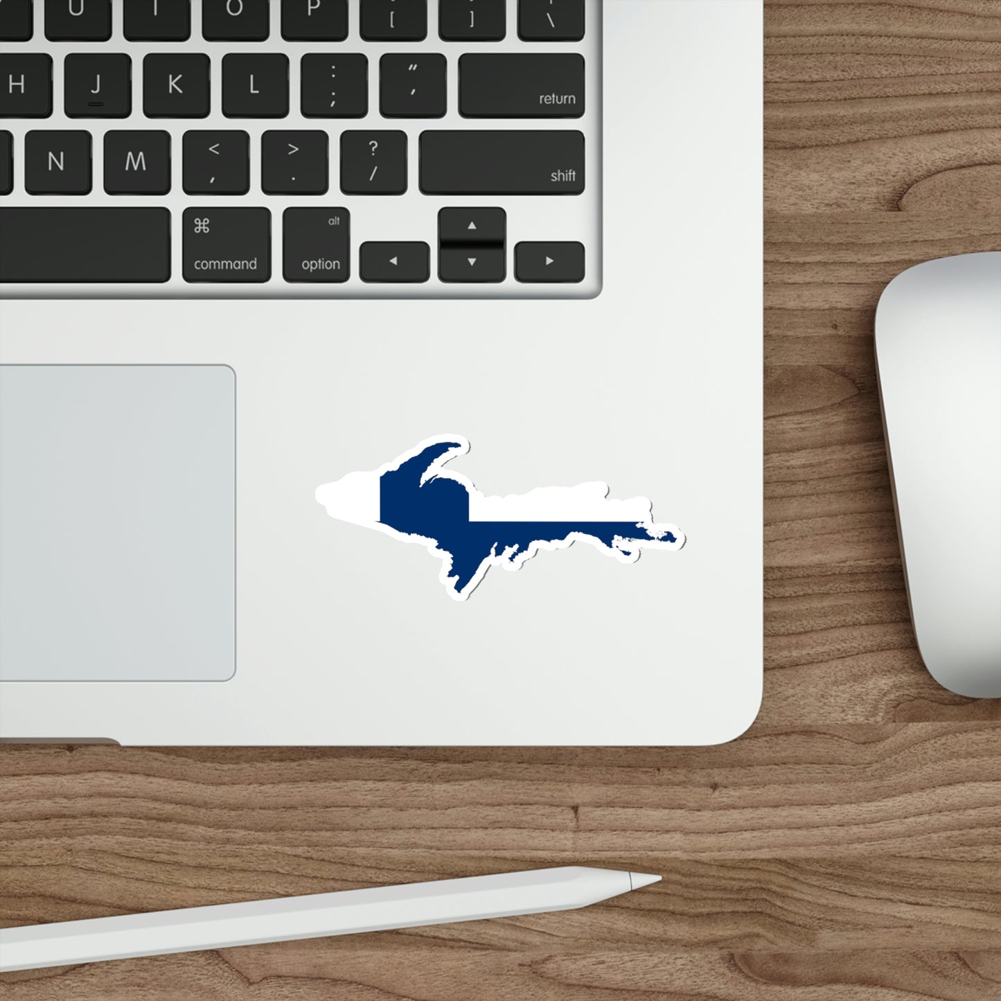 Michigan Upper Peninsula Die Cut Stickers (w/ UP Finland Flag Outline) | Indoor/Outdoor