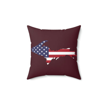 Michigan Upper Peninsula Accent Pillow (w/ UP USA Flag Outline) | Old Mission Burgundy