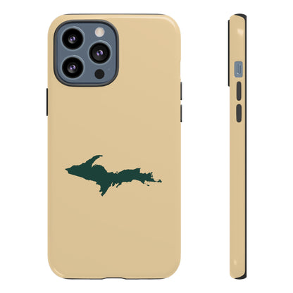 Michigan Upper Peninsula Tough Phone Case (Maple Color w/ Green UP Outline) | Apple iPhone