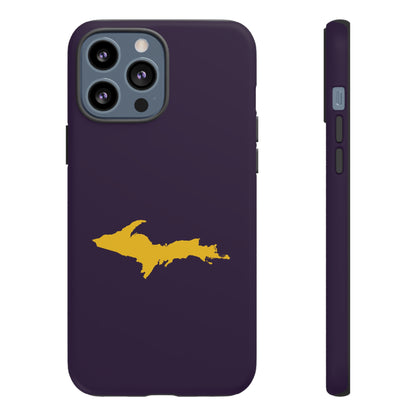 Michigan Upper Peninsula Tough Phone Case (Blackcurrant w/ Gold UP Outline) | Apple iPhone