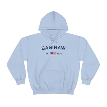 'Saginaw EST 1835' Hoodie (w/USA Flag Outline) | Unisex Standard