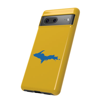 Michigan Upper Peninsula Tough Phone Case (Gold w/ Azure UP Outline) | Samsung & Pixel Android