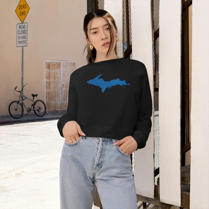 Michigan Upper Peninsula Sweatshirt (w/ Azure UP Outline) | Cropped Mid-Length