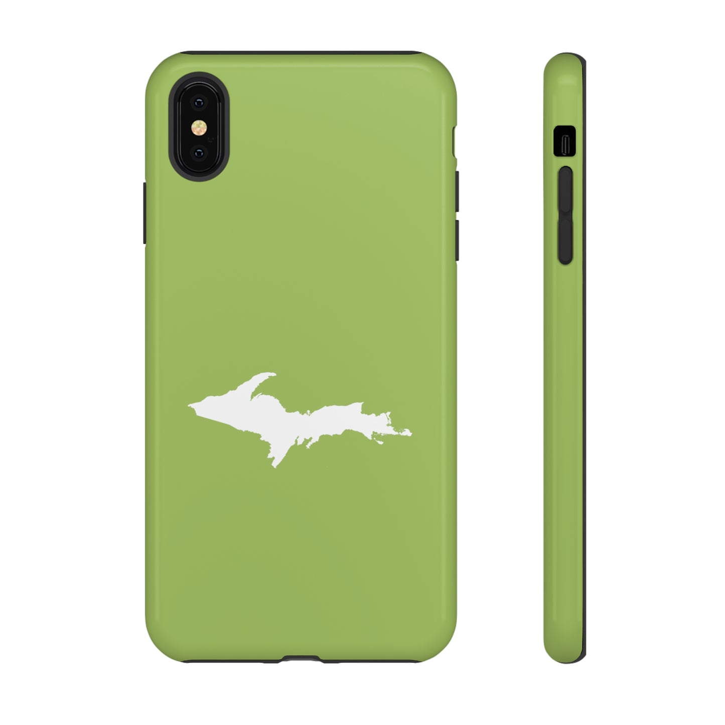 Michigan Upper Peninsula Tough Phone Case (Gooseberry Green w/ UP Outline) | Apple iPhone