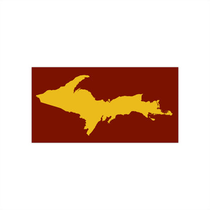 Michigan Upper Peninsula Bumper Sticker (w/ Gold UP Outline) | Traverse Cherry Red Background