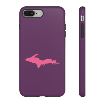 Michigan Upper Peninsula Tough Phone Case (Plum w/ Pink UP Outline) | Apple iPhone