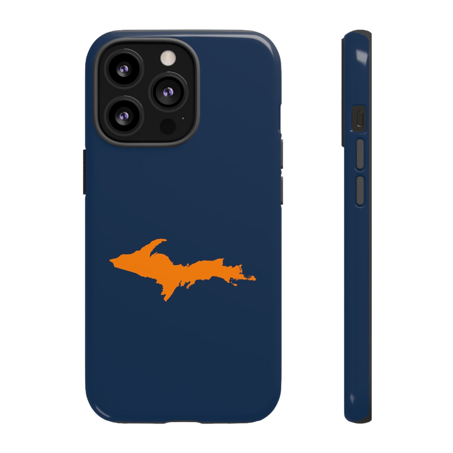 Michigan Upper Peninsula Tough Phone Case (Navy w/ Orange UP Outline) | Apple iPhone