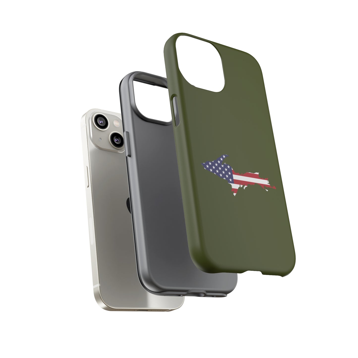 Michigan Upper Peninsula Tough Phone Case (Army Green w/ UP USA Outline) | Apple iPhone