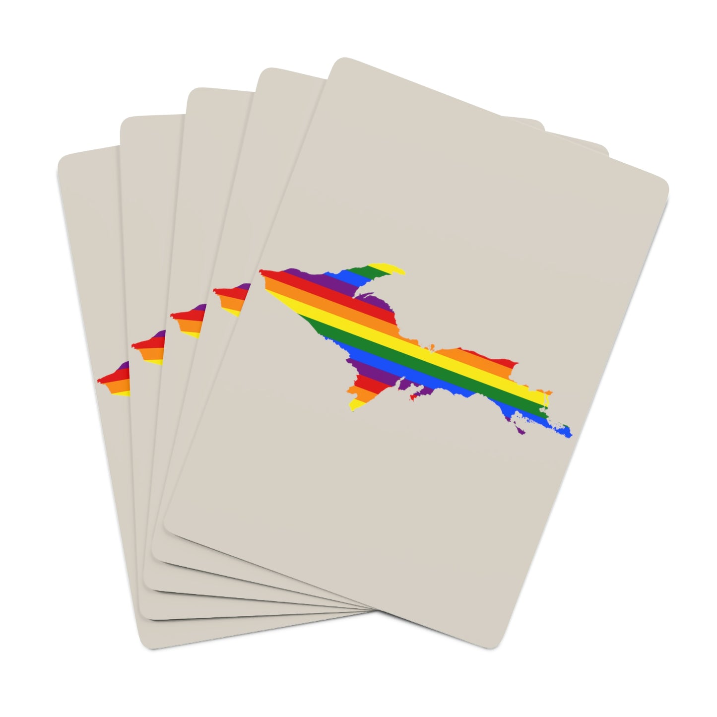 Michigan Upper Peninsula Poker Cards (Canvas Color w/ UP Pride Flag Outline)