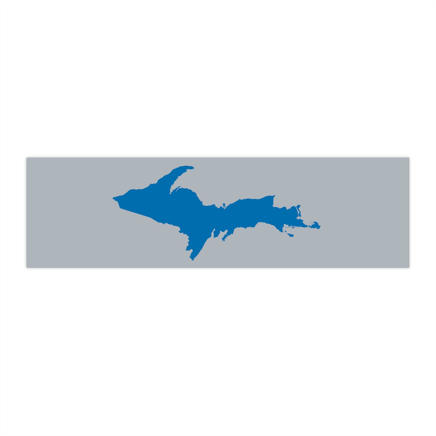 Michigan Upper Peninsula Bumper Sticker (w/ Azure UP Outline) | Silver Background